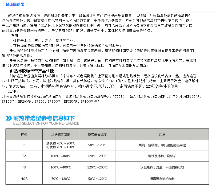 耐高温橡胶输送带